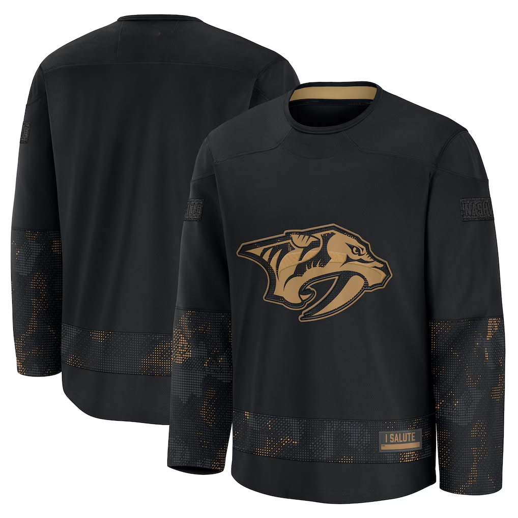 Pouc N.Predators Black 2024 Military Appreciation Practice Jerseys