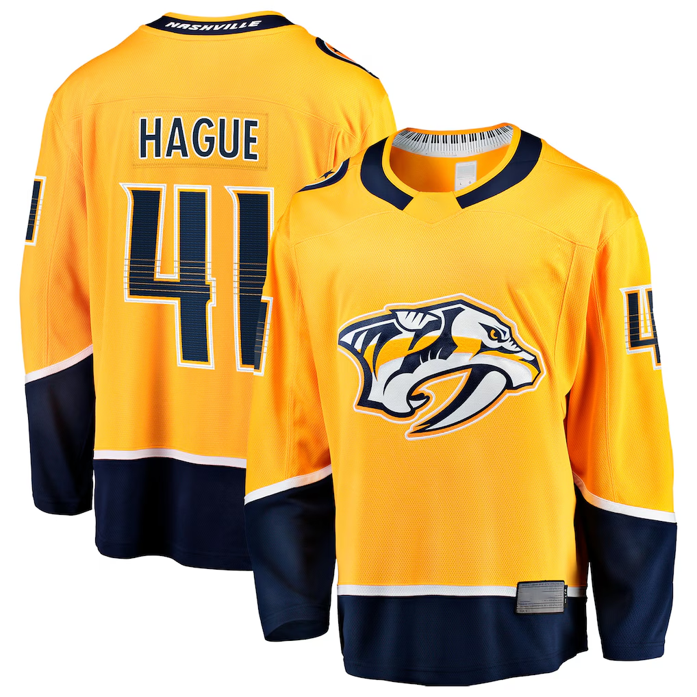 Pouc N.Predators #41 Nicolas Hague Gold Home Breakaway Jerseys
