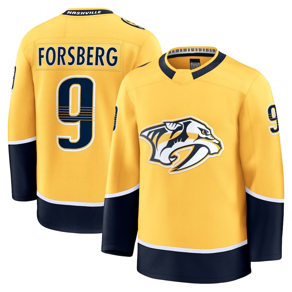 Pouc N.Predators #9 Filip Forsberg Gold Home Premium Jerseys