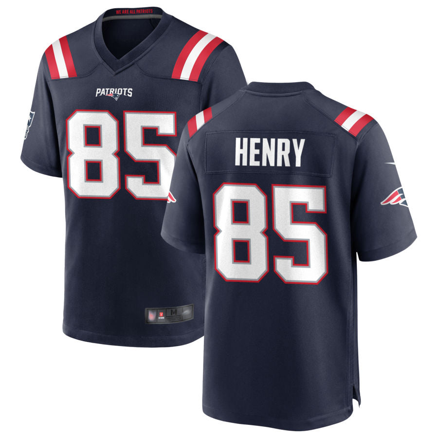 Pouc NE.Patriots #85 Hunter Henry Navy Game Home Jerseys