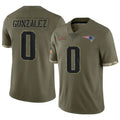 Pouc NE.Patriots #0 Christian Gonzalez Player Olive Salute To Service Limited Stitched Jerseys