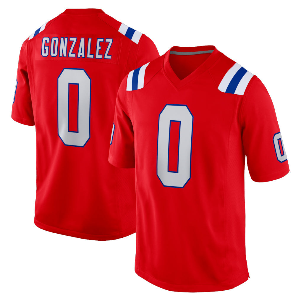 Pouc NE.Patriots #0 Christian Gonzalez Player Red Home Game Stitched Jerseys