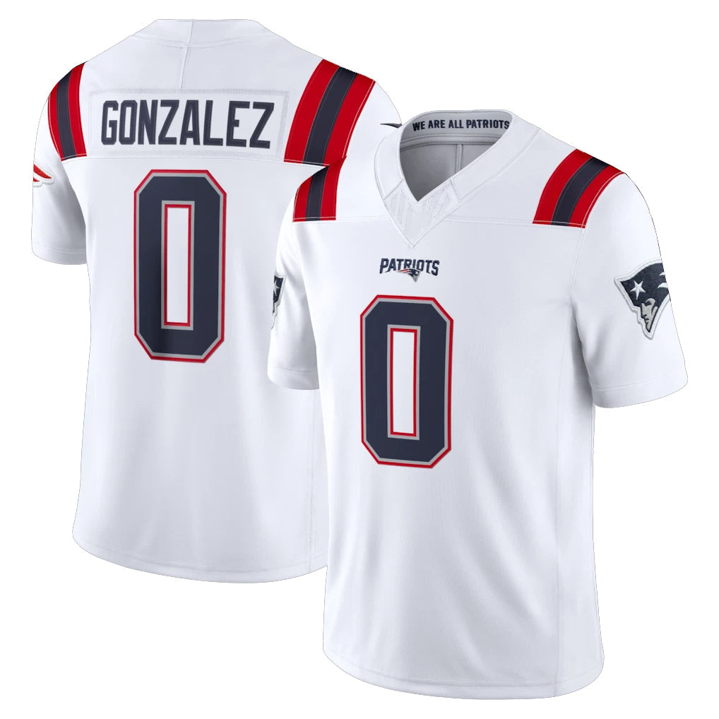 Pouc NE.Patriots #0 Christian Gonzalez Player White Limited Vapor F.U.S.E. Home Game Stitched Jerseys