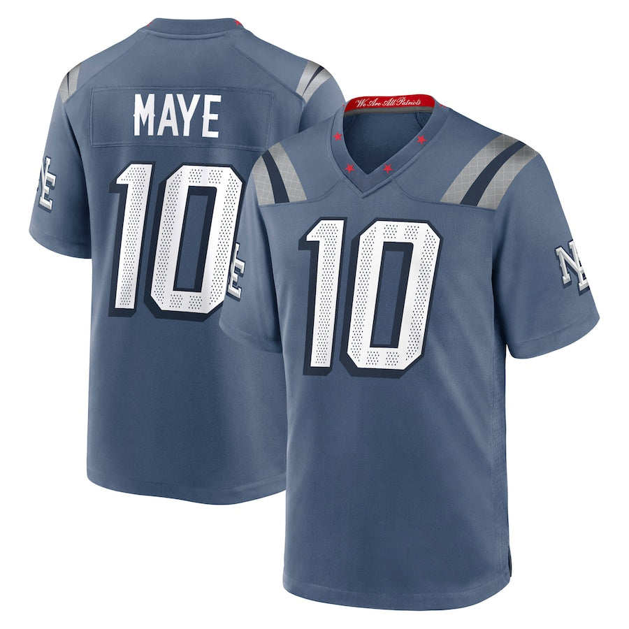 Pouc NE.Patriots #10 Drake Maye Player Storm Blue Rivalries Collection Game Stitched Jerseys