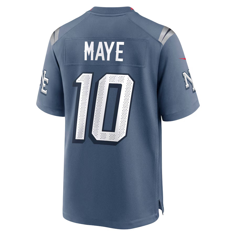 Pouc NE.Patriots #10 Drake Maye Player Storm Blue Rivalries Collection Game Stitched Jersey