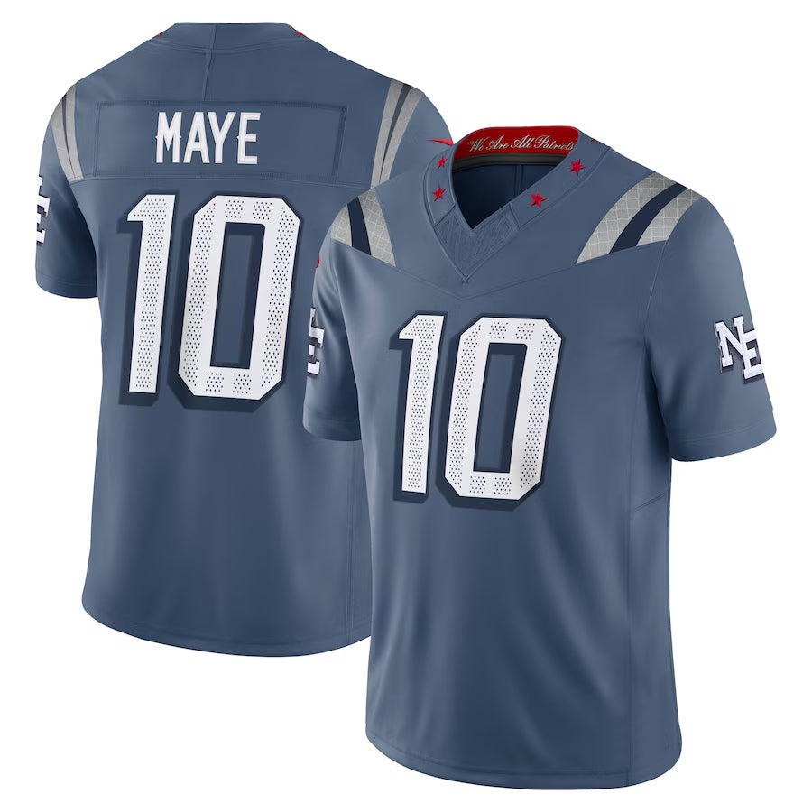 Pouc NE.Patriots #10 Drake Maye Player Storm Blue Rivalries Collection Limited Stitched Jerseys