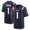 Pouc NE.Patriots #1 A.J. Brown Player Navy Home Game Stitched Jerseys