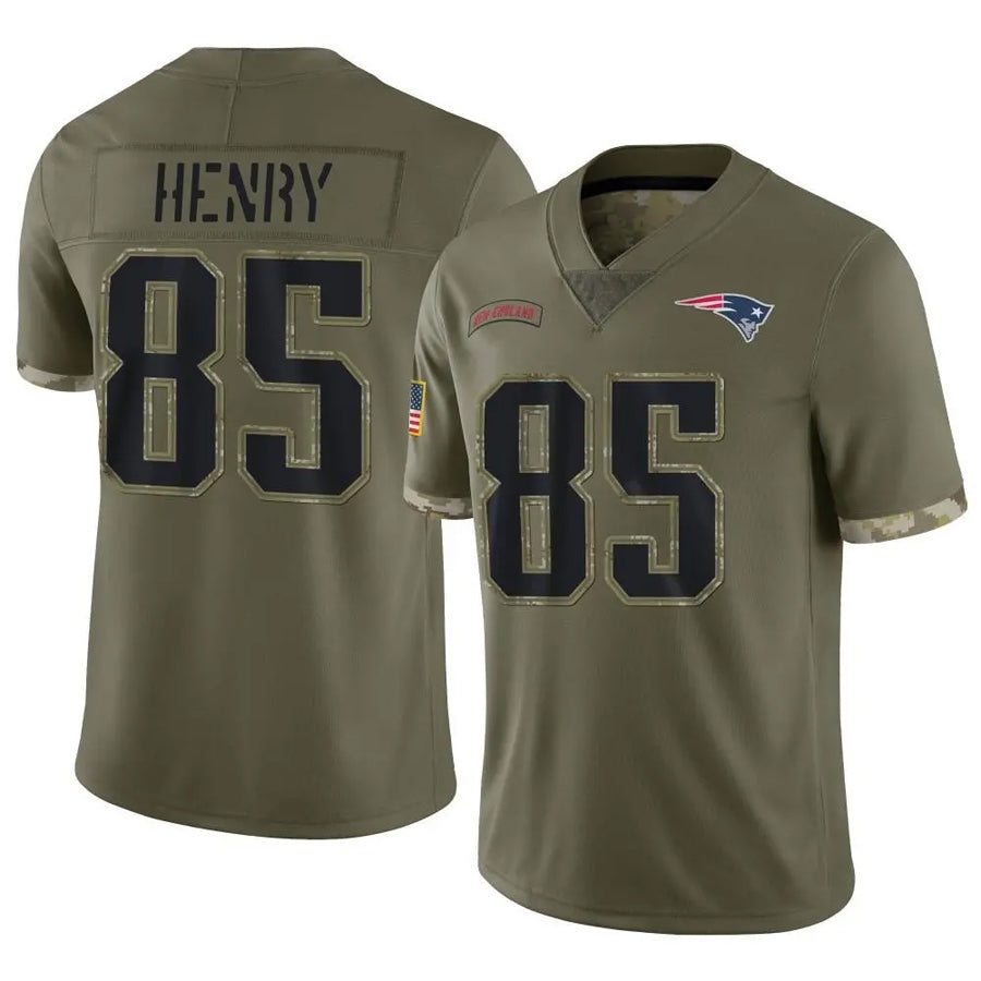 Pouc NE.Patriots #85 Hunter Henry Player Olive Salute To Service Limited Stitched Jerseys