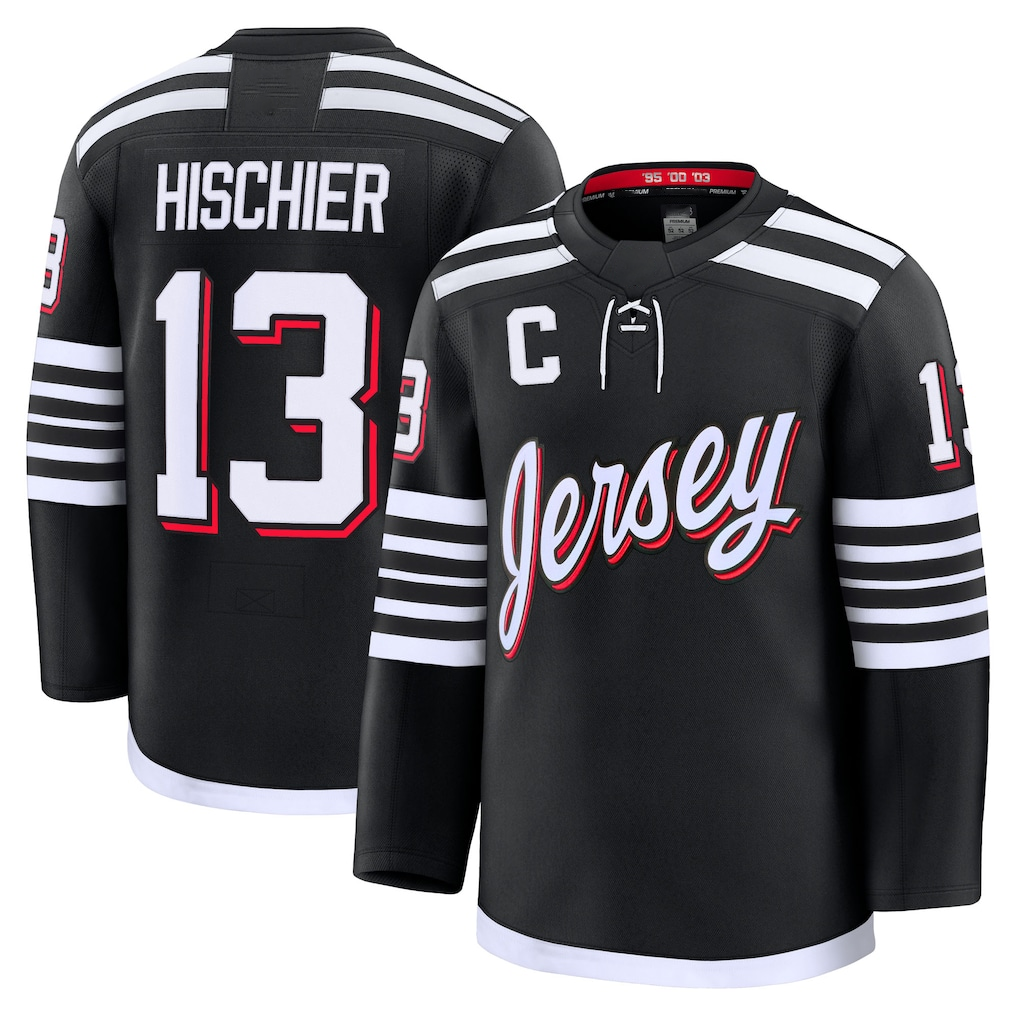 Pouc N.Jersey Devils #13 Nico Hischier Black Alternate Premium Jerseys