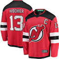 Pouc N.Jersey Devils #13 Nico Hischier Red Captain Patch Home Breakaway Jerseys