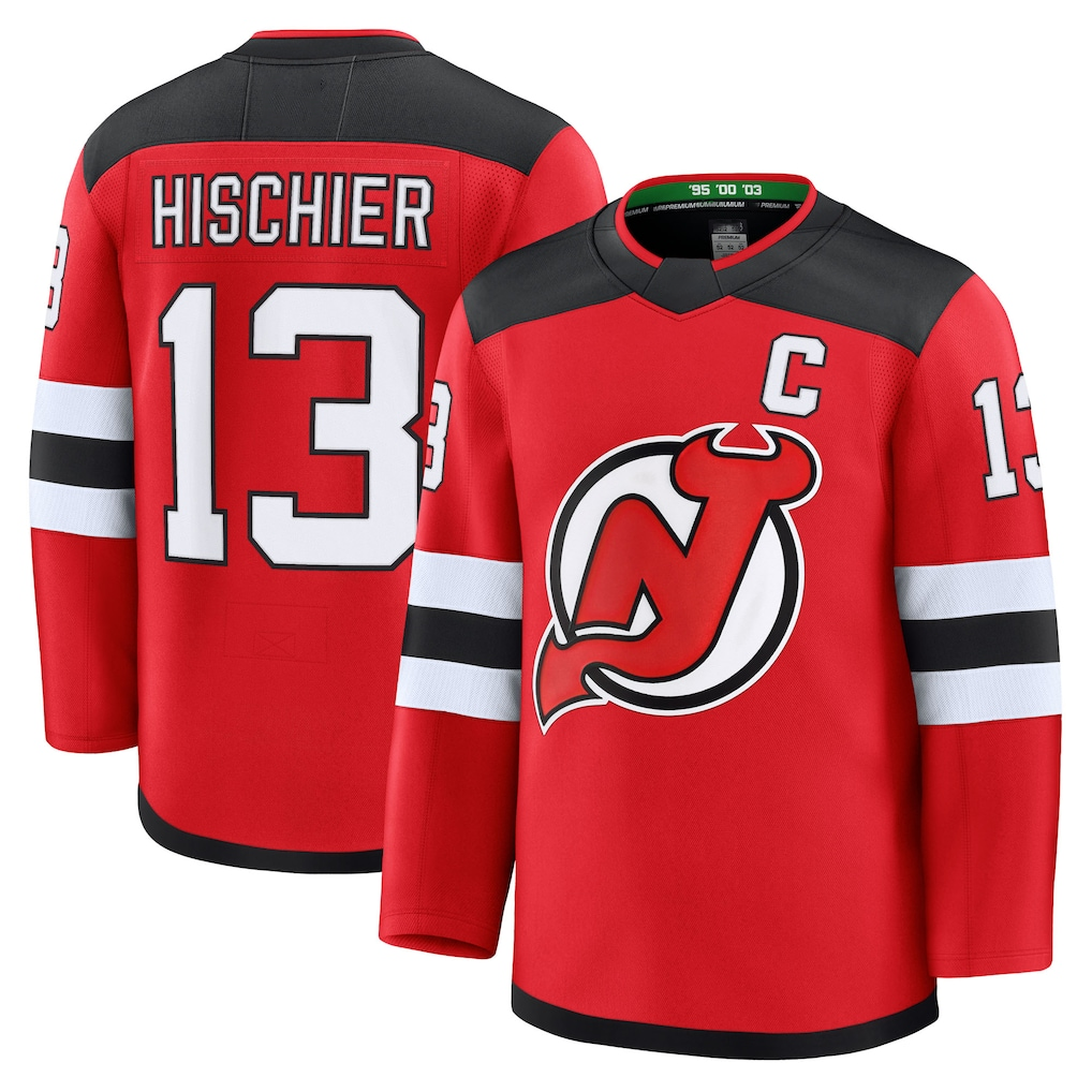 Pouc N.Jersey Devils #13 Nico Hischier Red Home Premium Jerseys