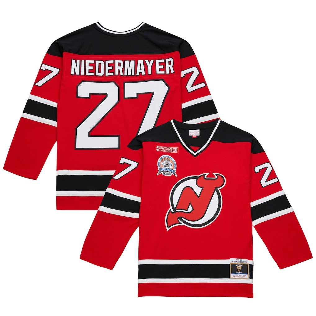 Pouc N.Jersey Devils #27 Scott Niedermayer Mitchell & Ness Red Big & Tall 199900 Blue Line 2.0 Jerseys