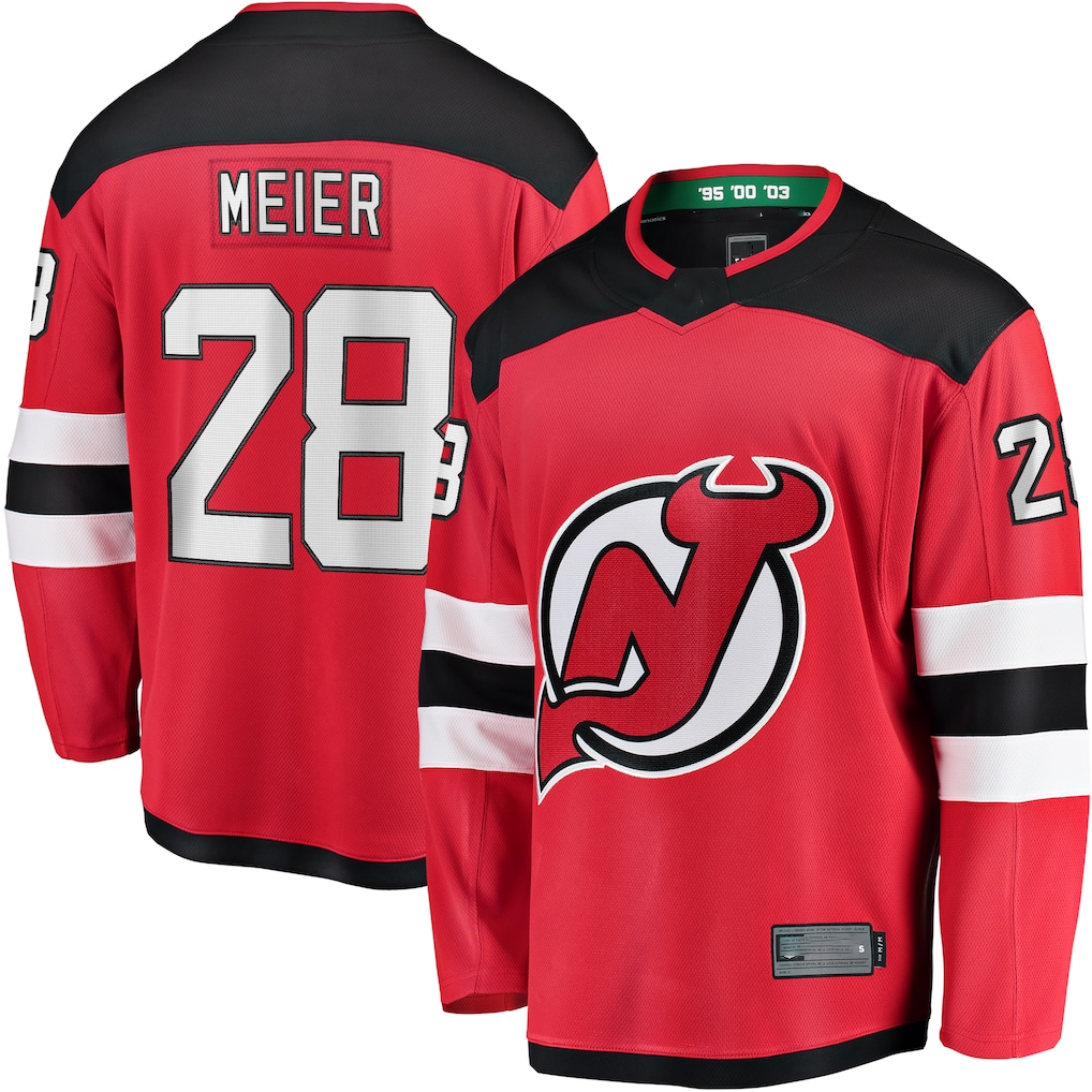Pouc N.Jersey Devils #28 Timo Meier Red Home Breakaway Jerseys