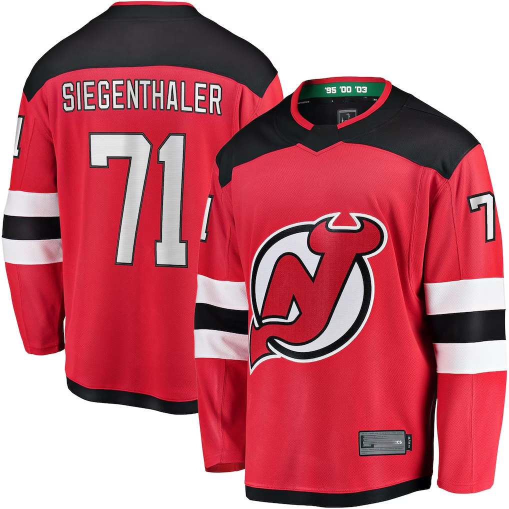 Pouc N.Jersey Devils #71 Jonas Siegenthaler Red Home Breakaway Player Jerseys