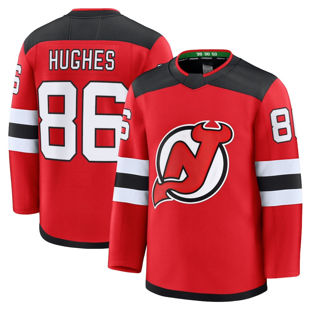 Pouc N.Jersey Devils #86 Jack Hughes Red Home Premium Jerseys