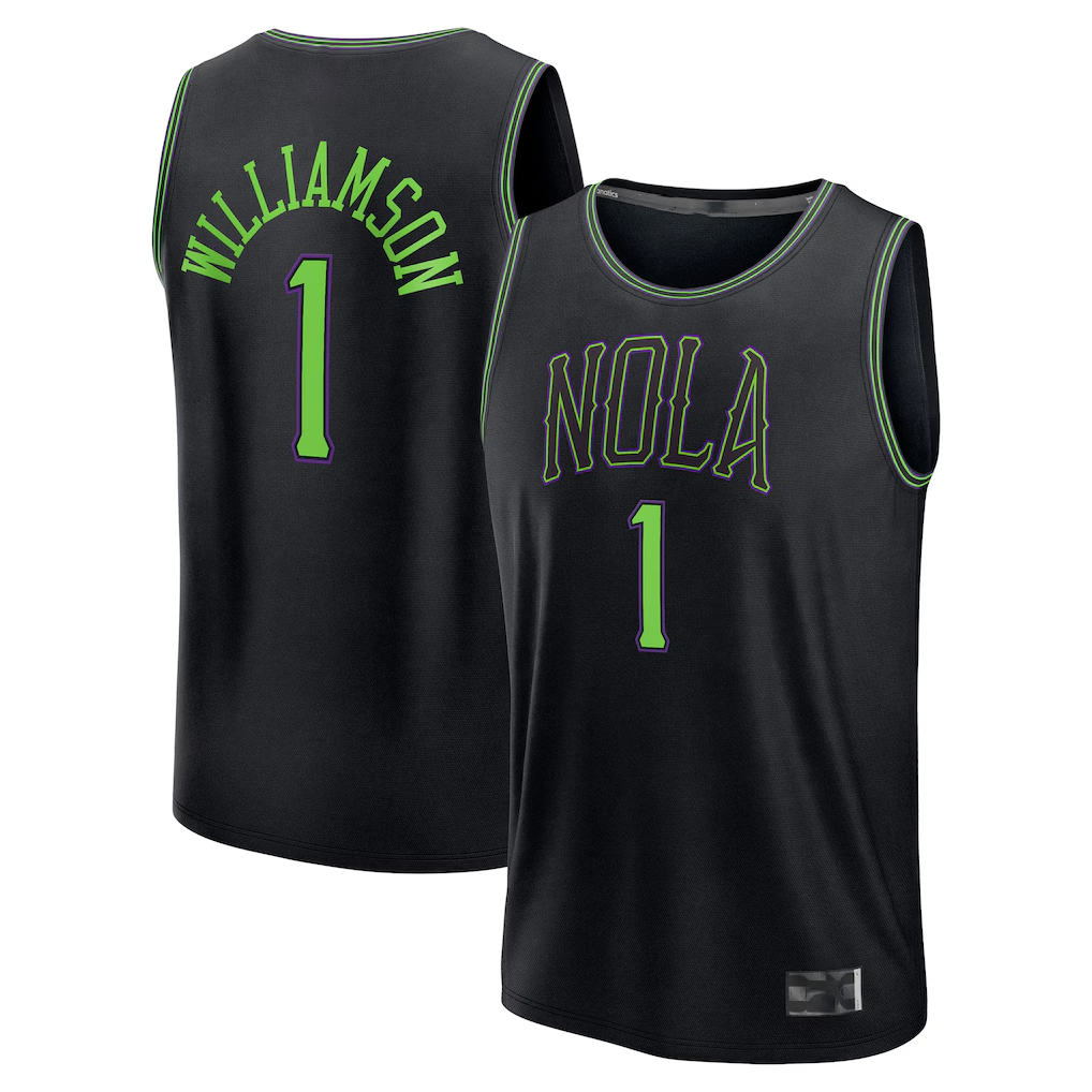 Pouc NO.Pelicans #1 Zion Williamson Black 2025-2026 City Edition Fast Break Stitched Jerseys