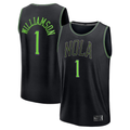 Pouc NO.Pelicans #1 Zion Williamson Black 2025-2026 City Edition Fast Break Stitched Jerseys