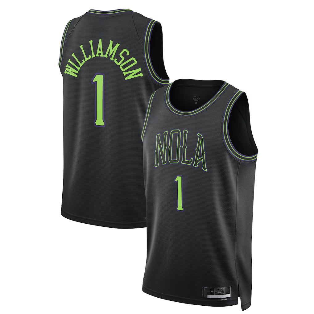 Pouc NO.Pelicans #1 Zion Williamson Black 2025-2026 Swingman Stitched Jerseys- City Edition