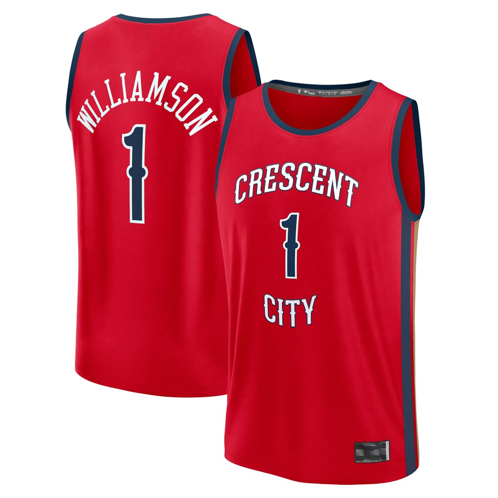 Pouc NO.Pelicans #1 Zion Williamson Red Fast Break Replica Player Stitched Jerseys- Statement Edition