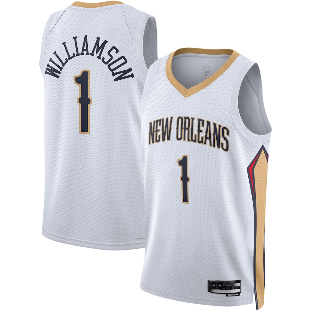 Pouc NO.Pelicans #1 Zion Williamson White Swingman Stitched Jerseys- Association Edition