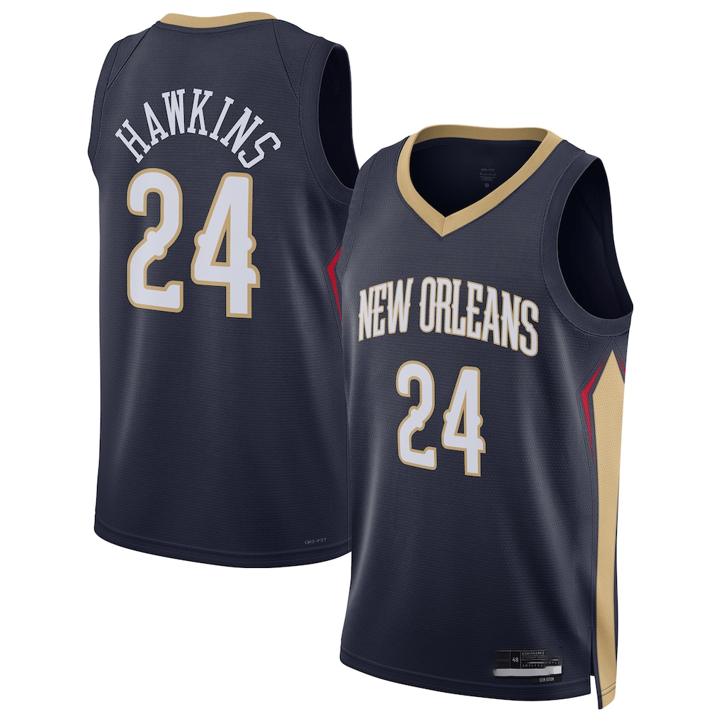 Pouc NO.Pelicans #24 Jordan Hawkins Navy Swingman Stitched Jerseys- Icon Edition