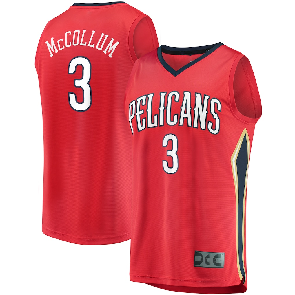 Pouc NO.Pelicans #3 C.J. McCollum Red Fast Break Replica Player Stitched Jerseys- Statement Edition