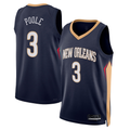 Pouc NO.Pelicans #3 Jordan Poole Navy Swingman Stitched Jerseys- Icon Edition