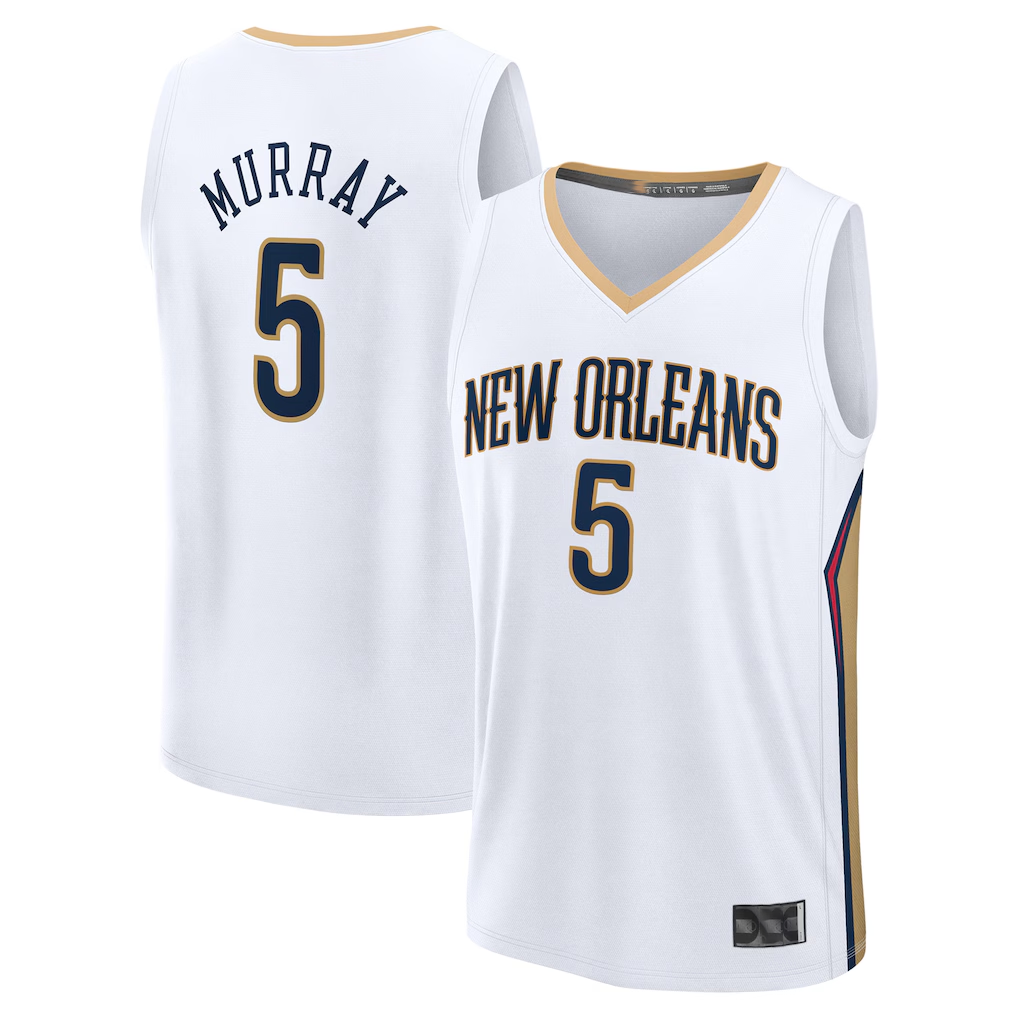 Pouc NO.Pelicans #5 Dejounte Murray White Fast Break Replica Player Stitched Jerseys- Association Edition