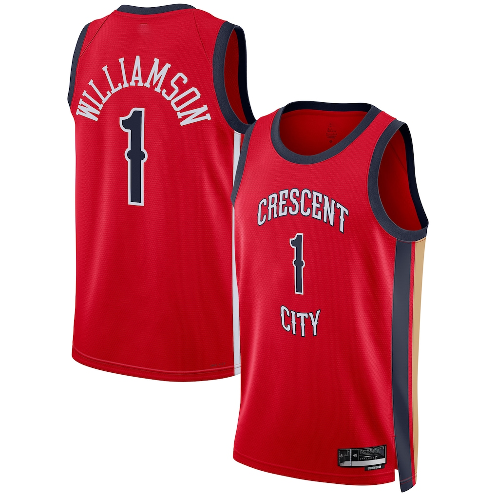 Pouc NO.Pelicans #1 Zion Williamson Red Swingman Stitched Jerseys- Statement Edition