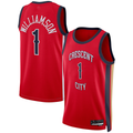 Pouc NO.Pelicans #1 Zion Williamson Red Swingman Stitched Jerseys- Statement Edition