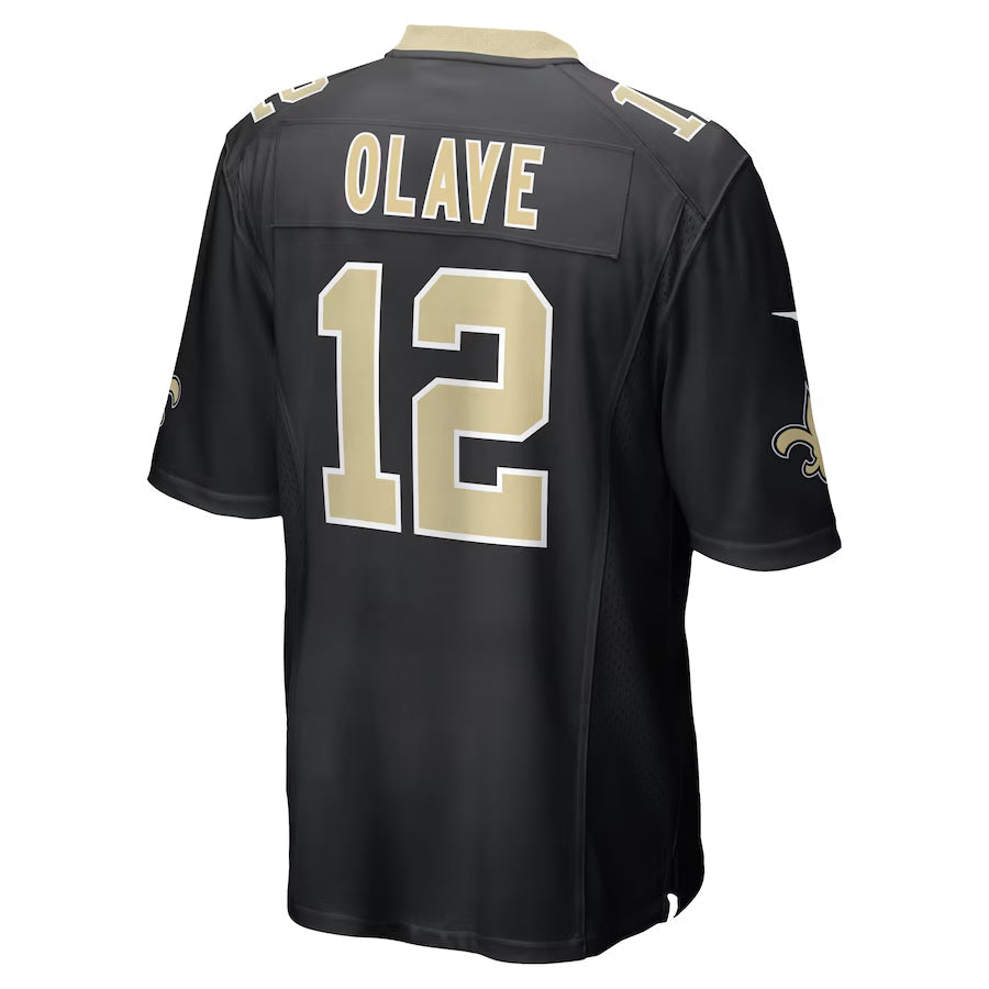 Pouc NO.Saints #12 Chris Olave Player Black Home Game Stitched Jerseys