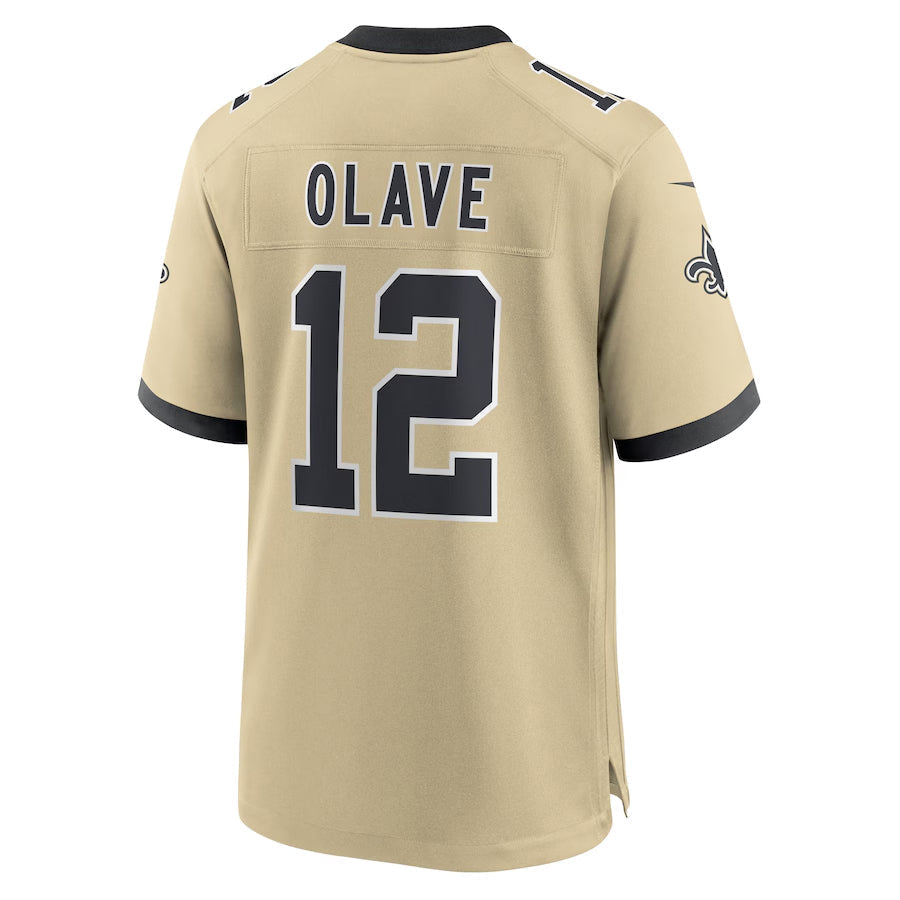 Pouc NO.Saints #12 Chris Olave Player Gold Alternate Game Stitched Jerseys