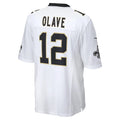 Pouc NO.Saints #12 Chris Olave Player White Home Game Stitched Jerseys