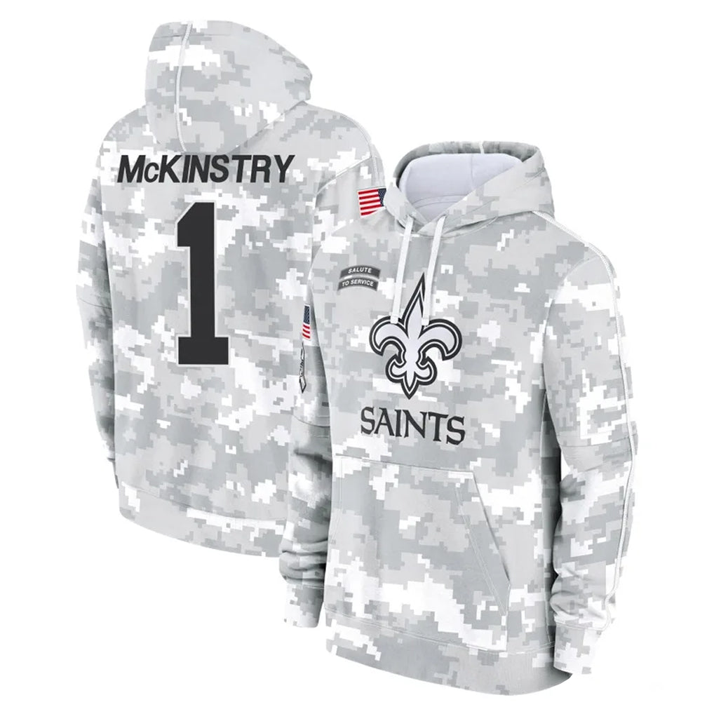 Pouc NO.Saints #1 Kool-Aid McKinstry Player Arctic Camo Salute to Service Pullover Hoodies Limited Game Stitched Jerseys