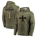 Pouc NO.Saints #1 Kool-Aid McKinstry Player Olive Salute to Service Pullover Hoodies Home Game Stitched Jerseys