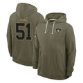 Pouc NO.Saints #51 Cesar Ruiz Player Olive Salute to Service Pullover Hoodies Limited Stitched Jerseys
