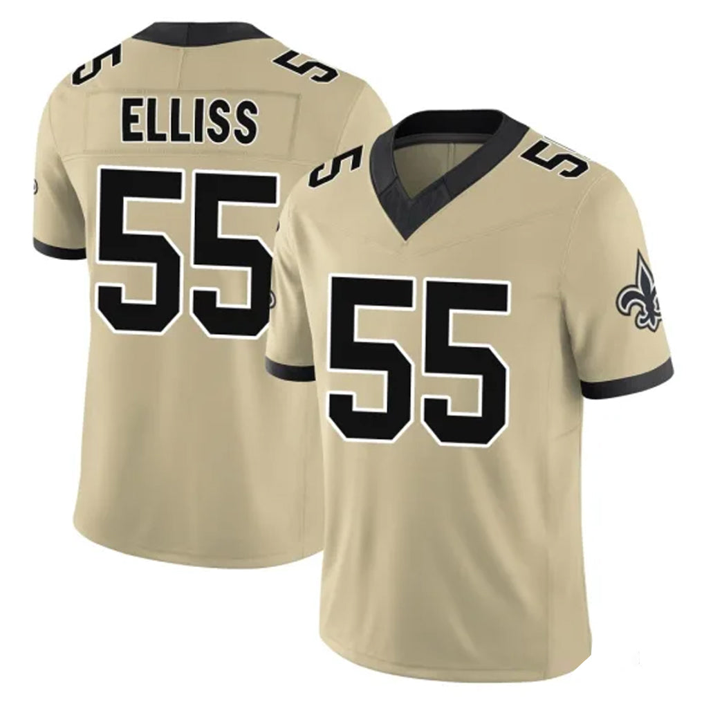 Pouc NO.Saints #55 Kaden Elliss Player Gold Limited Vapor F.U.S.E. Home Game Stitched Jerseys