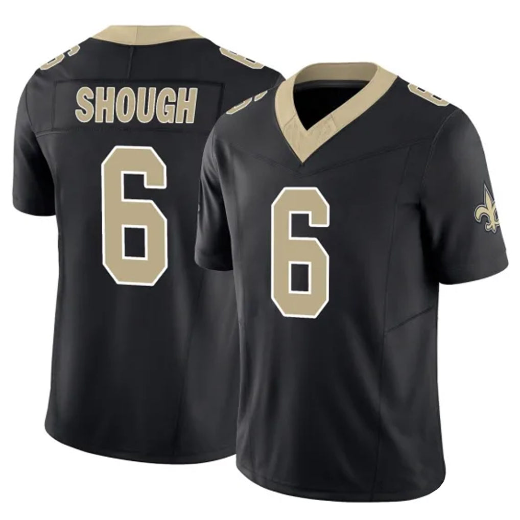 Pouc NO.Saints #6 Tyler Shough Player Black Limited Vapor F.U.S.E. Home Game Stitched Jerseys