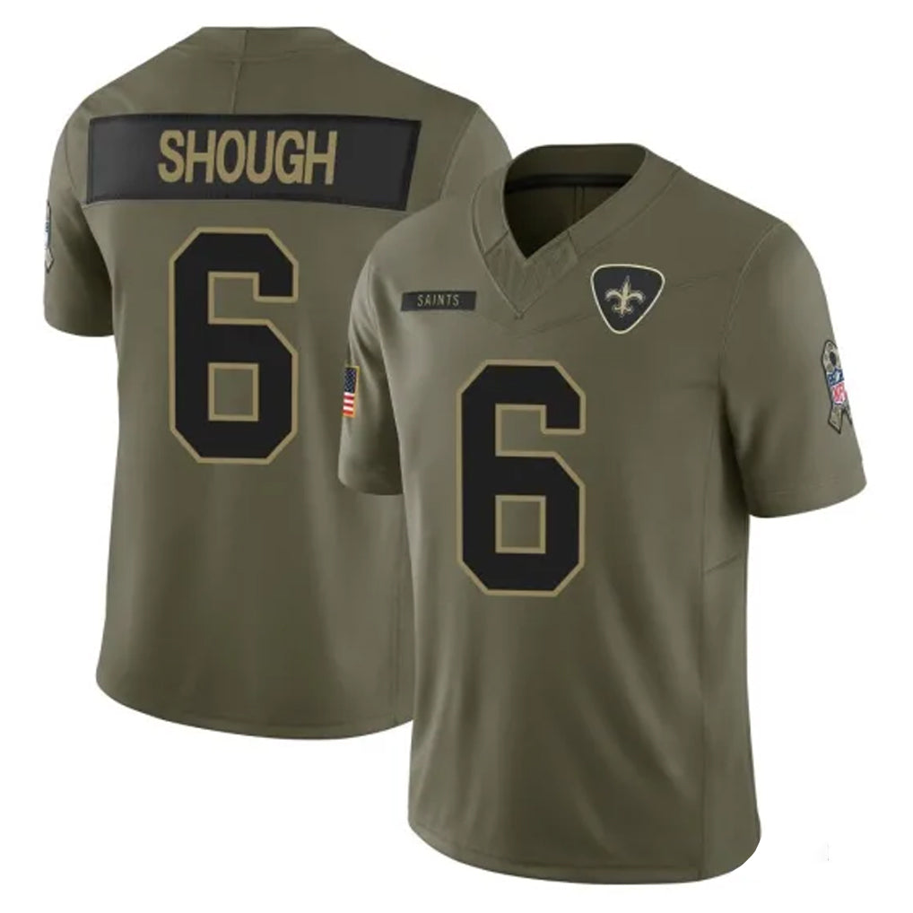 Pouc NO.Saints #6 Tyler Shough Player Olive 2025 Salute To Service Limited Stitched Jerseys