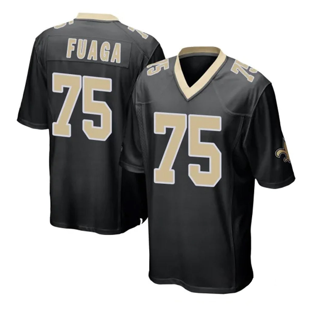 Pouc NO.Saints #75 Taliese Fuaga Player Black Home Game Stitched Jerseys