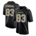 Pouc NO.Saints #83 Juwan Johnson Player Black Carbon Fashion Home Game Stitched Jerseys
