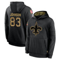 Pouc NO.Saints #83 Juwan Johnson Player Black Salute to Service Hoodies Limited Game Stitched Jerseys