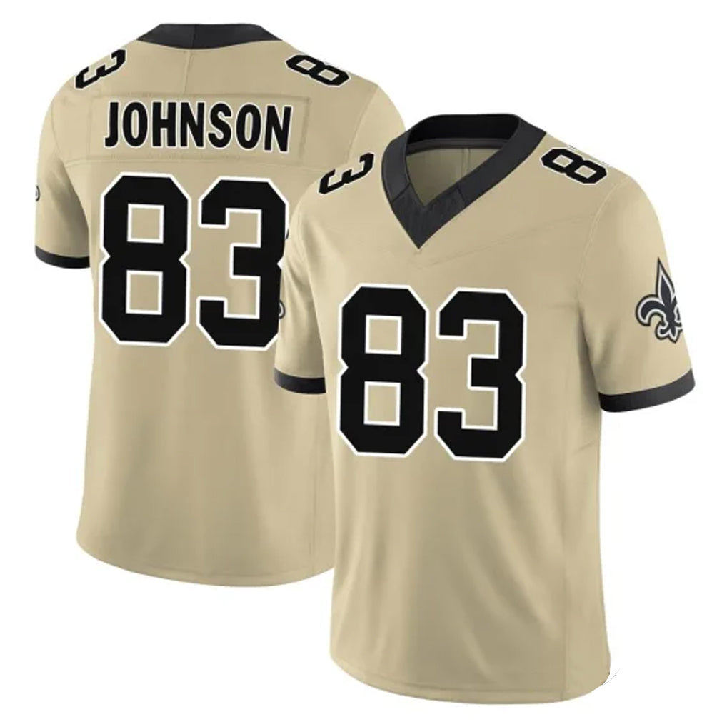 Pouc NO.Saints #83 Juwan Johnson Player Gold Limited Vapor F.U.S.E. Home Game Stitched Jerseys