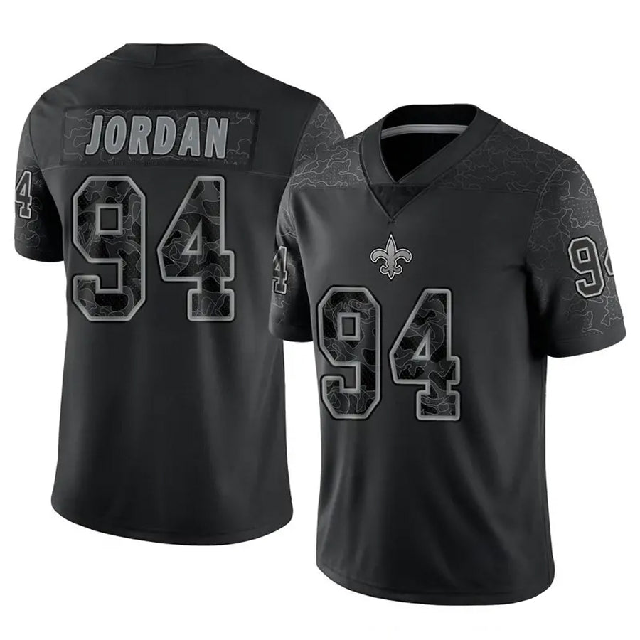 Pouc NO.Saints #94 Cameron Jordan Player Black RFLCTV Limited Stitched Jerseys