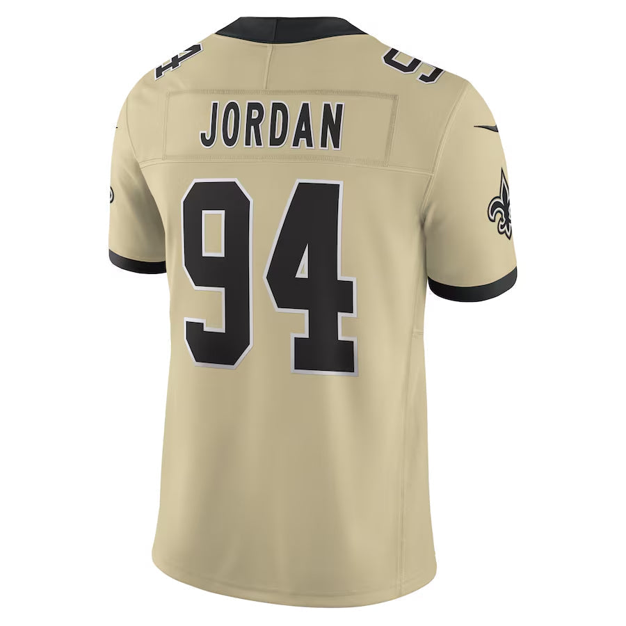 Pouc NO.Saints #94 Cameron Jordan Player Gold Alternate Vapor F.U.S.E. Limited Stitched Jerseys