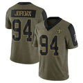 Pouc NO.Saints #94 Cameron Jordan Player Salute To Service Olive Stitched Jerseys