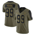 Pouc NO.Saints #99 Chase Young Player Olive Salute To Service Limited Game Stitched Jerseys