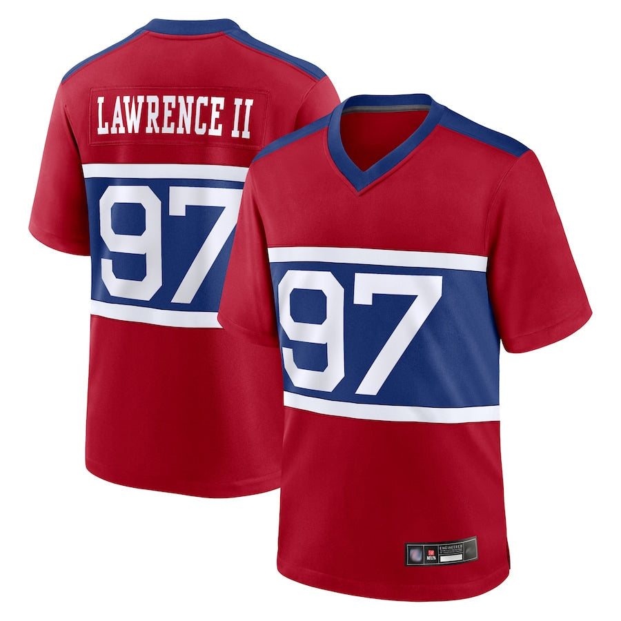 Pouc NY.Giants Secondary Throwback Alternate Jerseys - Red - #97 Dexter Lawrence II Player