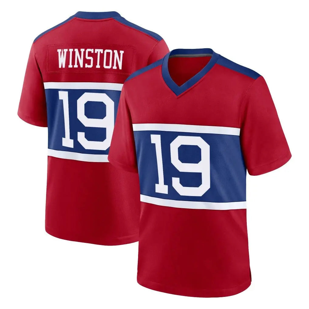 Pouc NY.Giants #19 Jameis Winston Player Red Century Home Game Stitched Jerseys