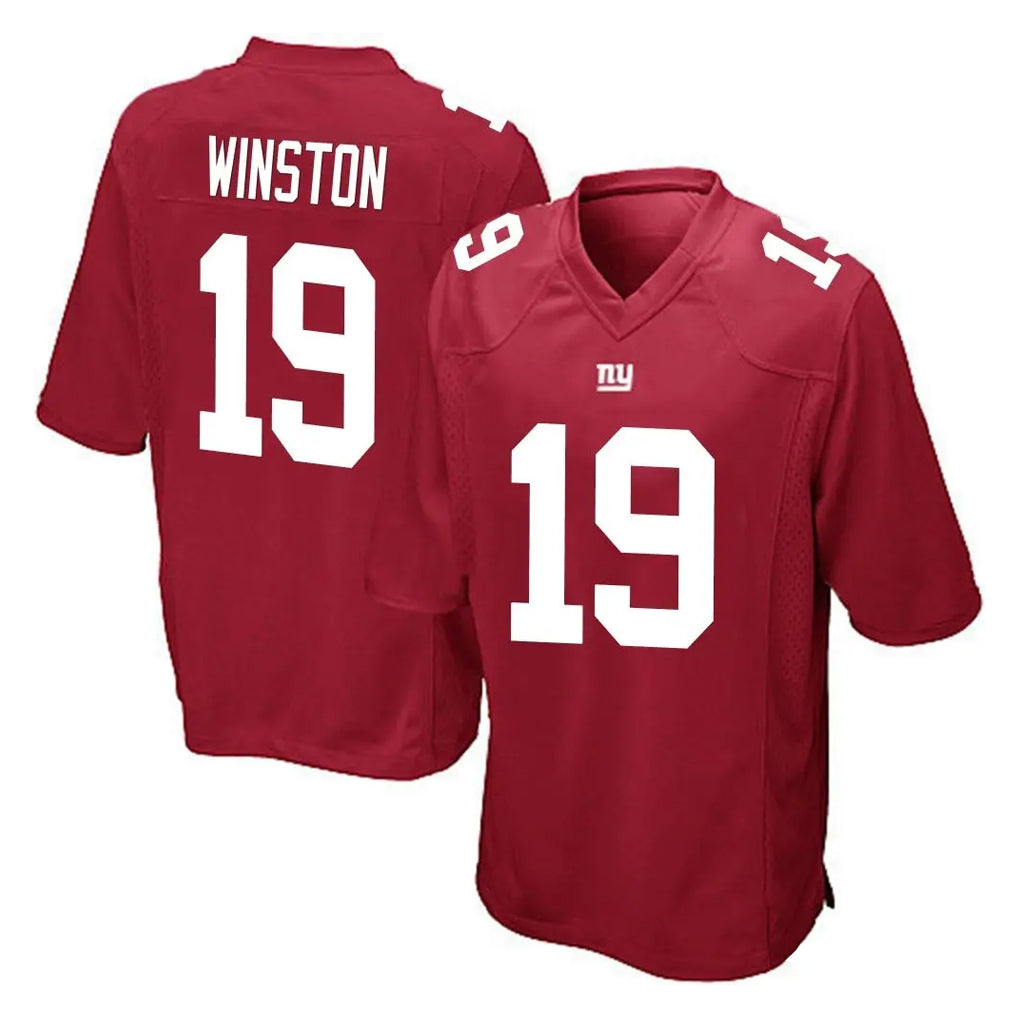 Pouc NY.Giants #19 Jameis Winston Player Red Home Game Stitched Jerseys